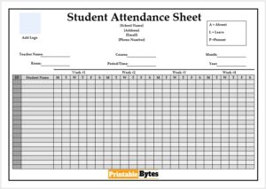 Student Attendance Sheet Template